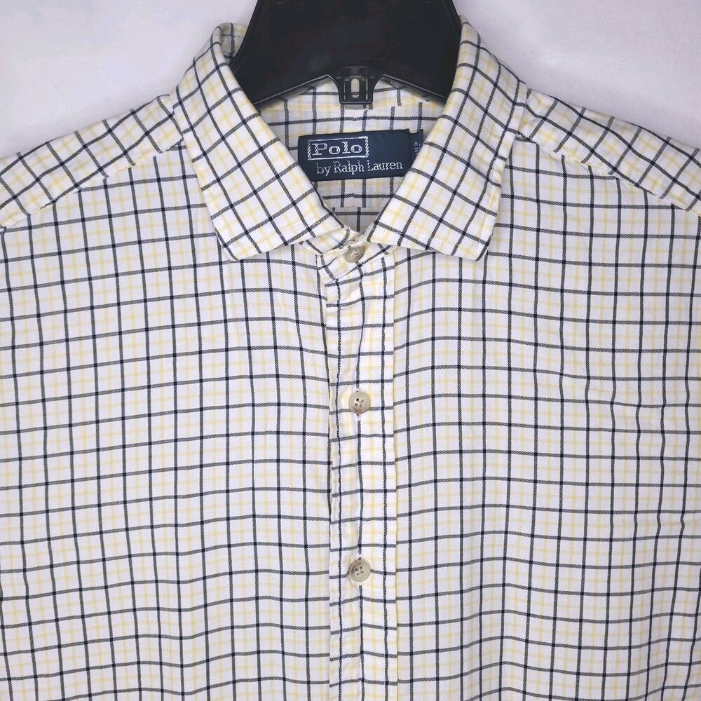 Polo Ralph Lauren Shirt Mens Large Check Yellow, White